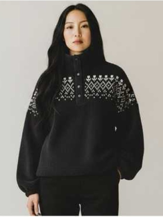 LOFT Jackets & Blazers - New LOFT Cozy Sherpa Fair Isle Black Pullover L